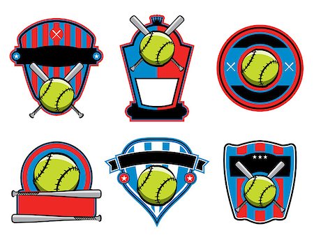 softball - A set of softball and bat emblems, badges, and patches. Vector EPS 10 available. Fotografie stock - Microstock e Abbonamento, Codice: 400-08554706