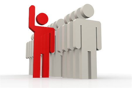 Red man stand out of a line of queue image with hi-res rendered artwork that could be used for any graphic design. Stock Photo - Budget Royalty-Free & Subscription, Code: 400-08554845