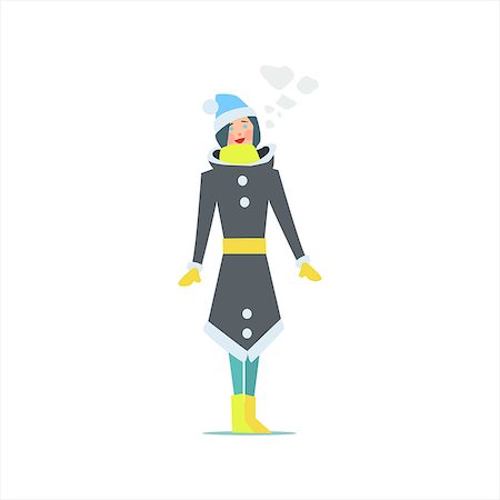 simsearch:400-08556910,k - Girl In Winter Long Coat Primitive Vector Flat Isolated Illustration On White Background Stock Photo - Budget Royalty-Free & Subscription, Code: 400-08555048