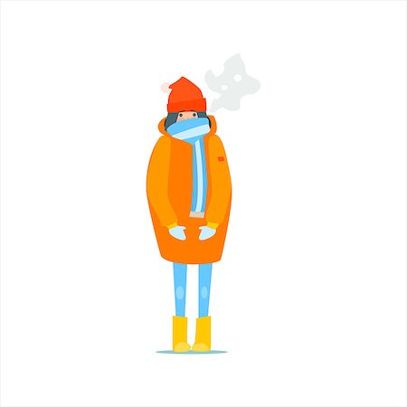 simsearch:400-08556910,k - Girl In Orange Winter Coat Primitive Vector Flat Isolated Illustration On White Background Stock Photo - Budget Royalty-Free & Subscription, Code: 400-08555043