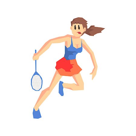 Tennis Player Cool Cartoon Style Geometrical Flat Vector Illustration Isolated On White Background Stock Photo - Budget Royalty-Free & Subscription, Code: 400-08555134