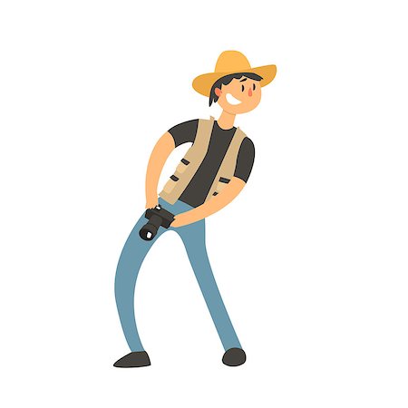 simsearch:400-04729403,k - Guy In Cowboy Hat With Camera Childish Style Flat Vector Drawing On White Background Photographie de stock - Aubaine LD & Abonnement, Code: 400-08555166
