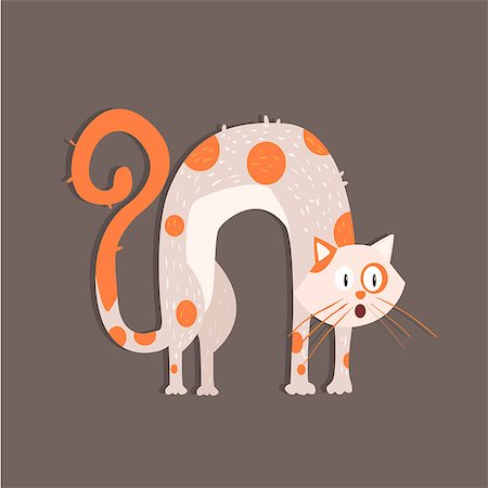 simsearch:400-08555680,k - Cat With Arched Back Funny Flat Vector Illustration In Creative Applique Style Stock Photo - Budget Royalty-Free & Subscription, Code: 400-08555176