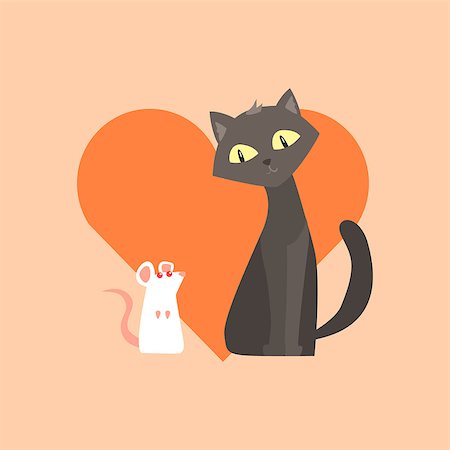 simsearch:400-08555680,k - Cat And Mouse Friendship Funny Flat Vector Illustration In Creative Applique Style Stock Photo - Budget Royalty-Free & Subscription, Code: 400-08555177