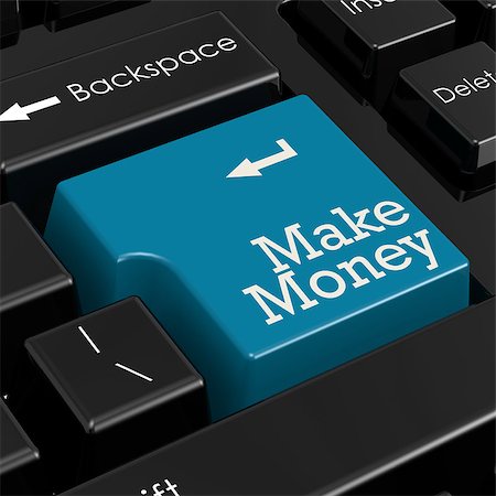financial highlights - Make money concept.  Blue keyboard button. 3D Render. Stock Photo - Budget Royalty-Free & Subscription, Code: 400-08555343