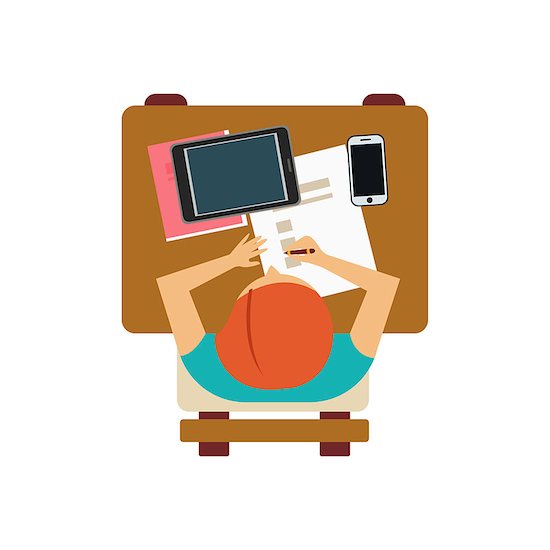 Male Student With Tablet And Smartphone From Above Flat Isolated Primitive Style Design Vector Illustration On White Background Stock Photo - Royalty-Free, Artist: TopVectors, Image code: 400-08555519