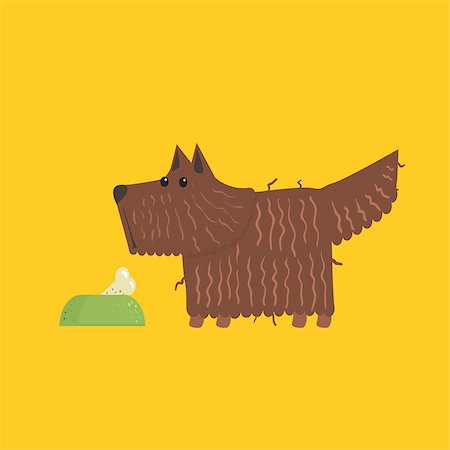Scottish Terrier With Food Bowl Funny Flat Vector Illustration In Creative Applique Style Stock Photo - Budget Royalty-Free & Subscription, Code: 400-08555674