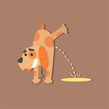 Dog Peeing Funny Flat Vector Illustration In Creative Applique Style Stock Photo - Budget Royalty-Free & Subscription, Code: 400-08555680