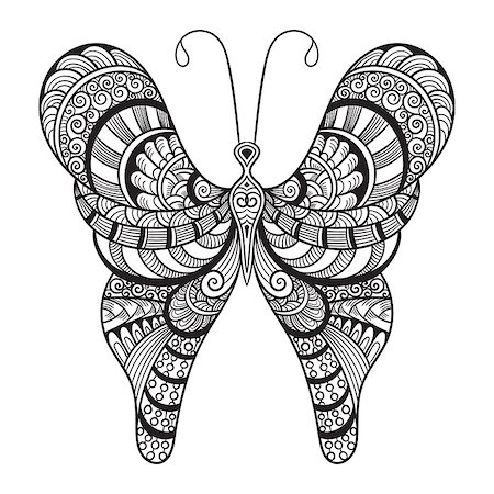 Vector Doodle Butterfly, tattoo sketch, Stock Photo - Budget Royalty-Free & Subscription, Code: 400-08555698