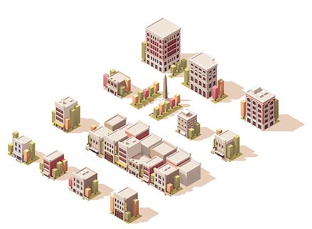 simsearch:400-08301241,k - Isometric set of the different buildings Stock Photo - Budget Royalty-Free & Subscription, Code: 400-08555846