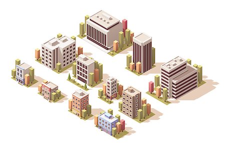 simsearch:400-08710651,k - Isometric set of the different buildings Photographie de stock - Aubaine LD & Abonnement, Code: 400-08555847