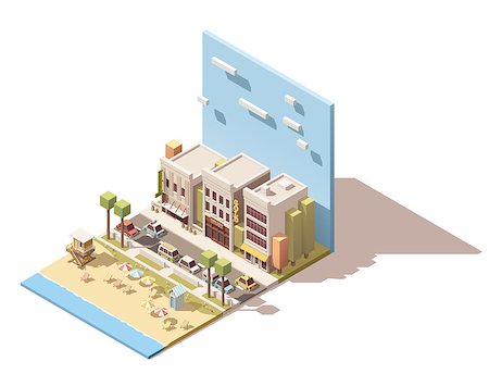 simsearch:400-08710651,k - Isometric town street with beach and cars Photographie de stock - Aubaine LD & Abonnement, Code: 400-08555856