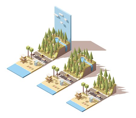 Isometric landscape with beach and mountains Stock Photo - Budget Royalty-Free & Subscription, Code: 400-08555857