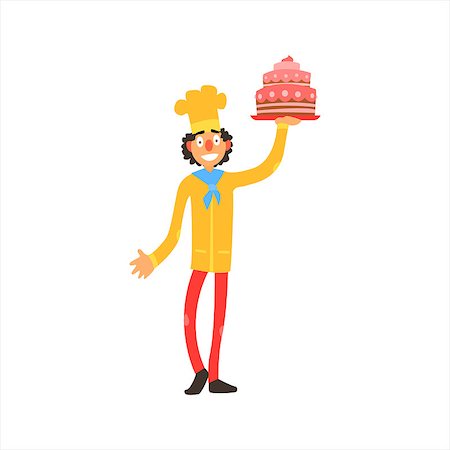 Profession Confectioner  Primitive Cartoon Style Isolated Flat Vector Illustration On White Background Stock Photo - Budget Royalty-Free & Subscription, Code: 400-08556015