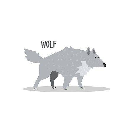 simsearch:400-08507283,k - Wolf Drawing For Arctic Animals Collection Of Flat Vector Illustration In Creative Style On White Background Fotografie stock - Microstock e Abbonamento, Codice: 400-08556020