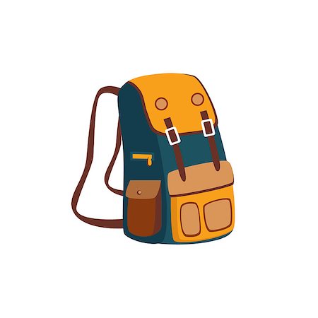 Backpack With Yellow Pockets Cartoon Simple Style Colorful Isolated Flat Vector Illustration On White Background Stock Photo - Budget Royalty-Free & Subscription, Code: 400-08556046