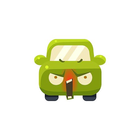 simsearch:400-07407480,k - Enraged Green Car Emoji Cute Childish Style Character Flat Isolated Vector Icon Stockbilder - Microstock & Abonnement, Bildnummer: 400-08556069
