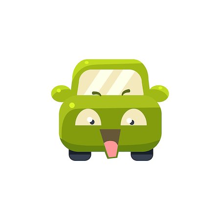 simsearch:400-08554549,k - NAughty Green Car Emoji Cute Childish Style Character Flat Isolated Vector Icon Fotografie stock - Microstock e Abbonamento, Codice: 400-08556063