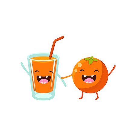 simsearch:400-08554549,k - Orange And Orange Juice Cartoon Friends Colorful Funny Flat Vector Isolated Illustration On White Background Fotografie stock - Microstock e Abbonamento, Codice: 400-08556093