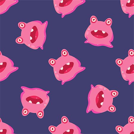 sitting cartoon monster - Pink Alien Seamless Pattern In Childish Simple Cartoon Flat Vector Design With One Repeating Element Foto de stock - Super Valor sin royalties y Suscripción, Código: 400-08556118