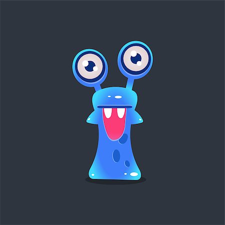 Snai-like Alien Monster Cute Childish Flat Vector Bright Color Drawing Isolated On Dark Background Stock Photo - Budget Royalty-Free & Subscription, Code: 400-08556134