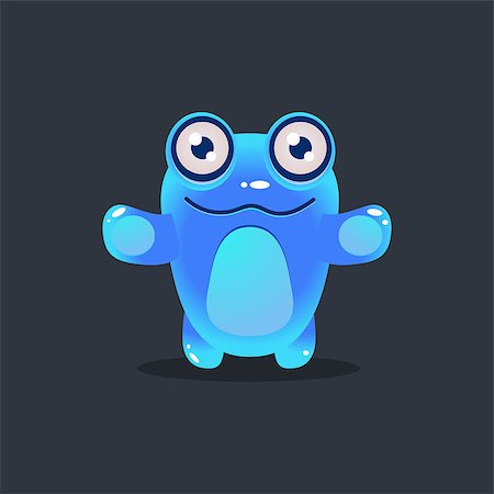 Blue Alien Wants A Hug Cute Childish Flat Vector Bright Color Drawing Isolated On Dark Background Stock Photo - Budget Royalty-Free & Subscription, Code: 400-08556130