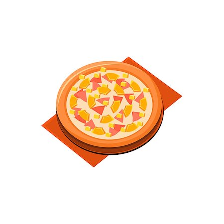 simsearch:400-08554549,k - Pineapple Ham Pizza Flat Isolated Primitive Cartoon Style Illustration On White Background Fotografie stock - Microstock e Abbonamento, Codice: 400-08556141