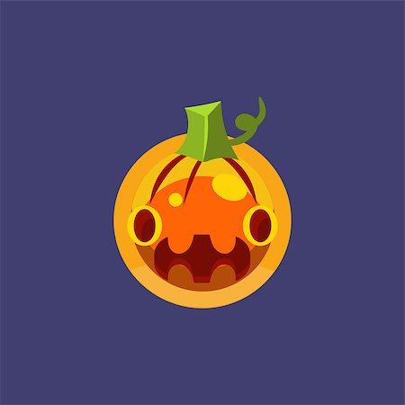 simsearch:400-08507283,k - Stylised Simple Pumpkin Lamtern Simple Flat Vector Design In Colorful Childish Style Isolated Icon Fotografie stock - Microstock e Abbonamento, Codice: 400-08556157