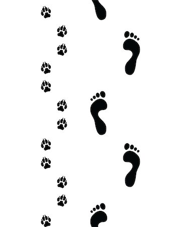 footprints on a path vector - Prints of human feet and dog paws,seamless pattern, vector Stock Photo - Budget Royalty-Free & Subscription, Code: 400-08556281
