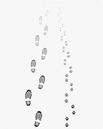 footprints on a path vector - Black footprints of man and dog, vector Stock Photo - Budget Royalty-Free & Subscription, Code: 400-08556282