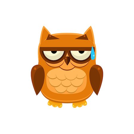 simsearch:400-08557247,k - Brown Owl In Cold Sweat Adorable Emoji Flat Vector Caroon Style Isolated Icon Stock Photo - Budget Royalty-Free & Subscription, Code: 400-08556388