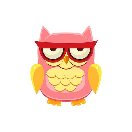 simsearch:400-08557247,k - Moody Pink Owl Adorable Emoji Flat Vector Caroon Style Isolated Icon Stock Photo - Budget Royalty-Free & Subscription, Code: 400-08556380