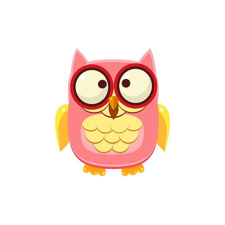 simsearch:400-08557247,k - Cross-eyed Pink Owl Adorable Emoji Flat Vector Caroon Style Isolated Icon Stock Photo - Budget Royalty-Free & Subscription, Code: 400-08556383