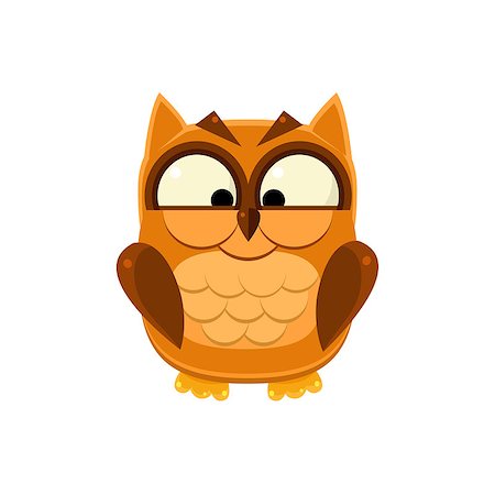 simsearch:400-08557247,k - Cross-eyed Brown Owl Adorable Emoji Flat Vector Caroon Style Isolated Icon Stock Photo - Budget Royalty-Free & Subscription, Code: 400-08556390