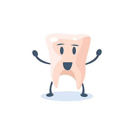 Tooth Primitive Style Cartoon Character In Flat Childish Vector Design Illustration Isolated On White Background Stock Photo - Budget Royalty-Free & Subscription, Code: 400-08556402
