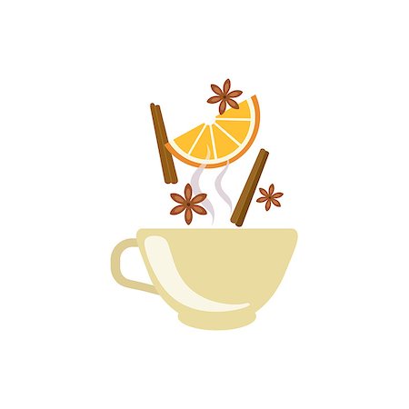 Spiced Tea In Beige Cup Flat Bright Color Simplified Vector Drawing On White Background Photographie de stock - Aubaine LD & Abonnement, Code: 400-08556421