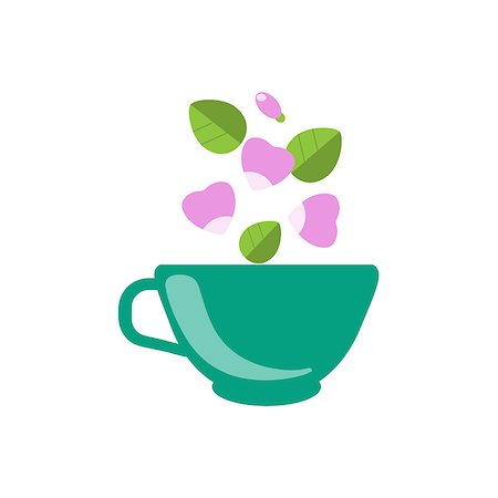 Dog Rose Tea In Green Cup Flat Bright Color Simplified Vector Drawing On White Background Photographie de stock - Aubaine LD & Abonnement, Code: 400-08556423