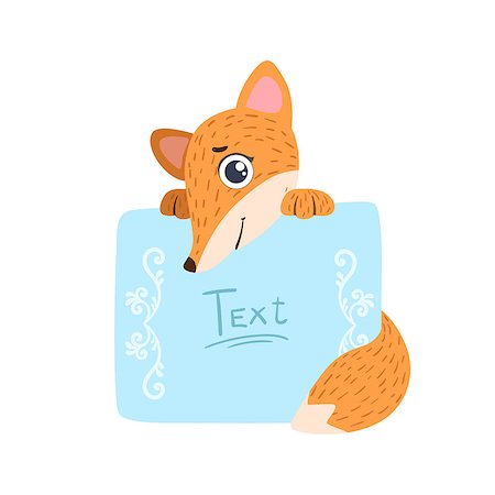 simsearch:400-08557247,k - Fox With The Template For The Message Cute Childish Colorful Flat Vector Illustration On White Background Stock Photo - Budget Royalty-Free & Subscription, Code: 400-08556454