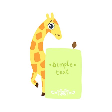 simsearch:400-08557247,k - Giraffe With The Template For The Message Cute Childish Colorful Flat Vector Illustration On White Background Stock Photo - Budget Royalty-Free & Subscription, Code: 400-08556451