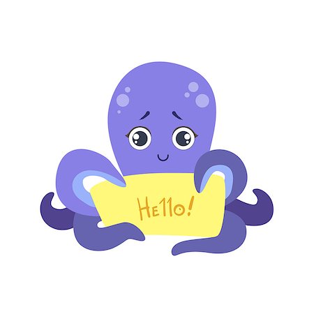 simsearch:400-08557247,k - Octopus With The Template For The Message Cute Childish Colorful Flat Vector Illustration On White Background Stock Photo - Budget Royalty-Free & Subscription, Code: 400-08556452