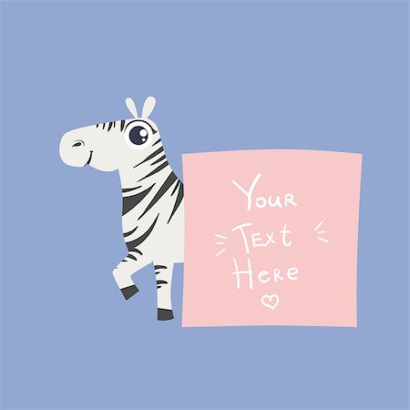 simsearch:400-08557247,k - Zebra With The Template For The Message Cute Childish Colorful Flat Vector Illustration On White Background Stock Photo - Budget Royalty-Free & Subscription, Code: 400-08556453