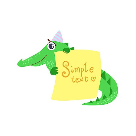 simsearch:400-08835139,k - Crocodile With The Template For The Message Cute Childish Colorful Flat Vector Illustration On White Background Stock Photo - Budget Royalty-Free & Subscription, Code: 400-08556465