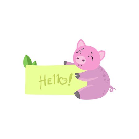 simsearch:400-08557247,k - Pig With The Template For The Message Cute Childish Colorful Flat Vector Illustration On White Background Stock Photo - Budget Royalty-Free & Subscription, Code: 400-08556461