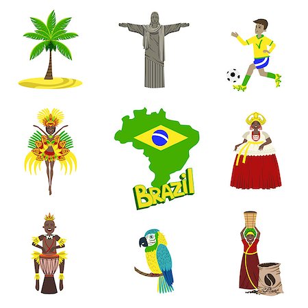 simsearch:400-08108799,k - Traditional Brasilian Symbols With People  Flat Isolated Icons Set Of Colorful Vector Design Illustrations Photographie de stock - Aubaine LD & Abonnement, Code: 400-08556490