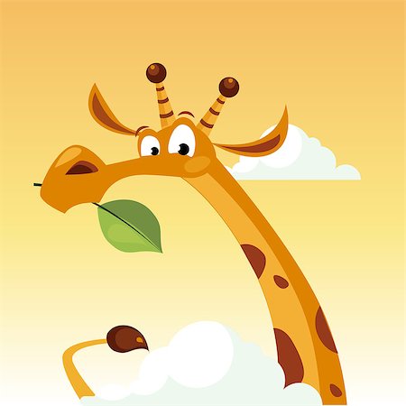 simsearch:400-08556910,k - Giraffe Character Holding A Leaf Flat Bright Color Simplified Vector Illustration In Fun Cartoon Style Design Stock Photo - Budget Royalty-Free & Subscription, Code: 400-08556518