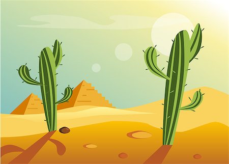 simsearch:400-08556910,k - African Desert Landscape Flat Bright Color Simplified Vector Illustration In Realistic Cartoon Style Design Stock Photo - Budget Royalty-Free & Subscription, Code: 400-08556521