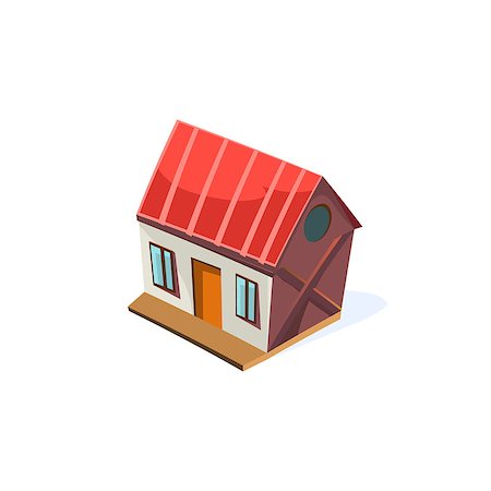 simsearch:400-08556550,k - Farm House Simplified Cute Illustration In Childish Colorful Flat Vector Design Isolated On White Background Fotografie stock - Microstock e Abbonamento, Codice: 400-08556534