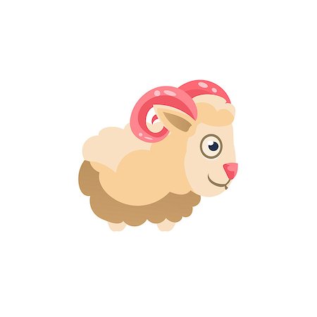 simsearch:400-08556550,k - Sheep  Simplified Cute Illustration In Childish Colorful Flat Vector Design Isolated On White Background Fotografie stock - Microstock e Abbonamento, Codice: 400-08556535