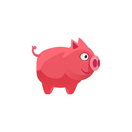 simsearch:400-08557247,k - Pig Simplified Cute Illustration In Childish Colorful Flat Vector Design Isolated On White Background Stock Photo - Budget Royalty-Free & Subscription, Code: 400-08556546