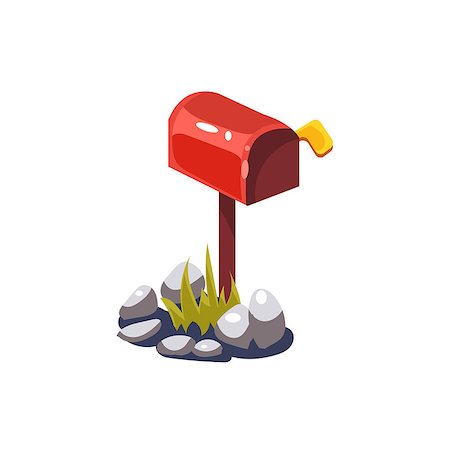 simsearch:400-08557247,k - Post Box Simplified Cute Illustration In Childish Colorful Flat Vector Design Isolated On White Background Stock Photo - Budget Royalty-Free & Subscription, Code: 400-08556548